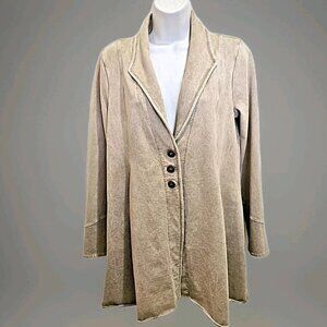 Testimony Los Angeles French Terry Swing Jacket Acid Washed Women's Size S Tan